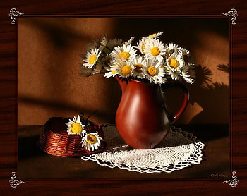 Still life, table, margarita, daisy, flower, nature, arrangement HD wallpaper