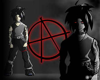 Anarchy, gothic, anime, boy, cool, red eyes, dark HD wallpaper
