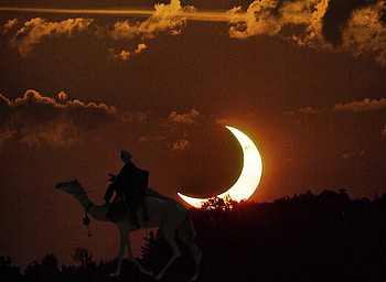 Eclipse Darkness, art , darkness, moon eclipse, desert, nature HD wallpaper