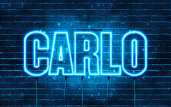 Carlo, , with names, Carlo name, blue neon lights, Carlo Birtay, Happy Birtay Carlo, popular italian male names, with Carlo name HD wallpaper
