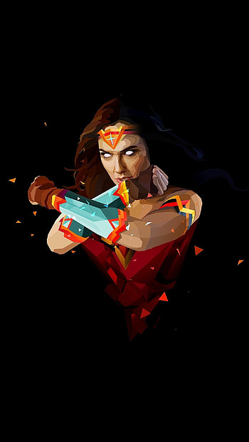 Wonder Woman, Amoled, Vibrant colors, Comic book HD phone wallpaper