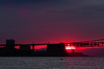 Sunset, Cities, Rivers, Twilight, Dusk, Bridge, Evening HD wallpaper