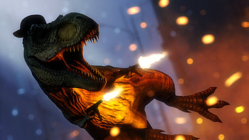 Jurassic Park tribute, Dinosaur fan art, Tyrannosaurus Rex rendering, Technological marvel HD wallpaper