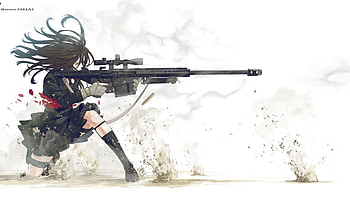 Anime Girl with Barret M82A1 HD wallpaper