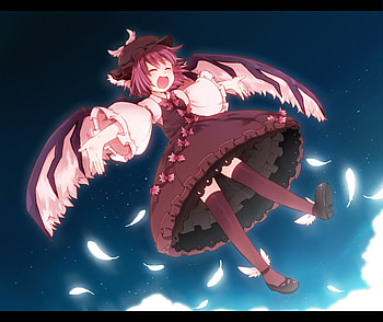 Mystia Lorelei (Tuohou), wings, anime, touhou, red hair, girl, dress HD wallpaper