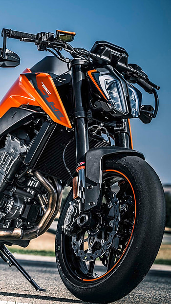 Ktm Duke, Black Orange bike HD phone wallpaper