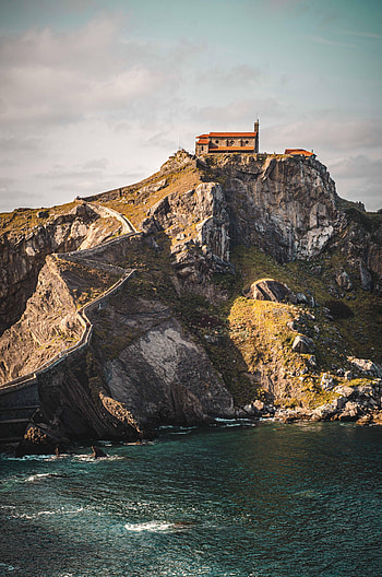 Nature, Mountains, Sea, Building, Rocks, Road HD phone wallpaper