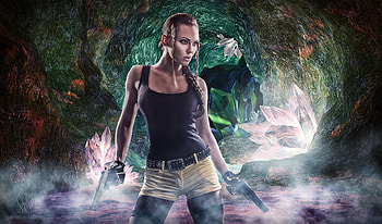 Lara Croft Crystal Cave, tomb-raider, lara-croft, artwork, artist, digital-art, deviantart HD wallpaper