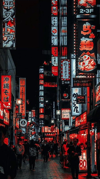 Japan Tokyo night, Streetwear fashion, City center, Red shades HD phone wallpaper