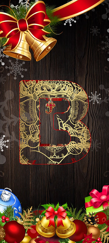 Christmas alphabet B, red, art, festival, latter HD phone wallpaper