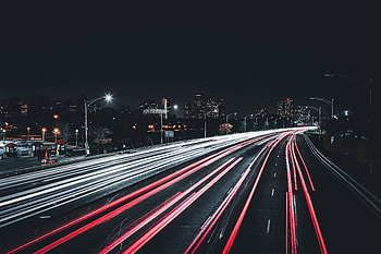 Cities, Shine, Light, Road, Turn, Night City HD wallpaper