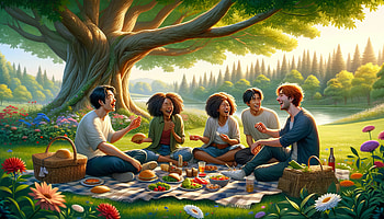 Joyful Friends Picnic, friends, friend, picnic, laughter HD wallpaper