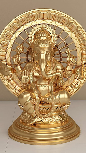 3d Ganesh, Golden, Idol HD phone wallpaper