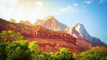 Zion National Park, Utah, clouds, landscape, sky, rocks, usa HD wallpaper
