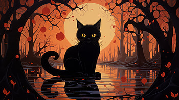 Mystical Black Cat, Black Cat, Animal, cat HD wallpaper