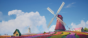 Windmill Tulips Field , windmill, artist, artwork, digital-art HD wallpaper