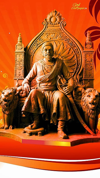 Shivaji Maharaj 3d, Orange Background, shivaji maharaj HD phone wallpaper