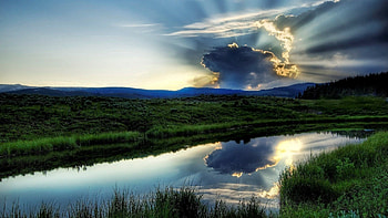 Nature, Rivers, Sun, Shore, Shine, Light, Beams, Rays, Shadows, Cloud, Shores, Serenity HD wallpaper