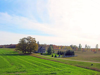 Farmers Homestead, trees, sky, field, house HD wallpaper