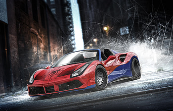Ferrari Spiderman, ferrari, spiderman, cars, artist, superheroes-cars HD wallpaper