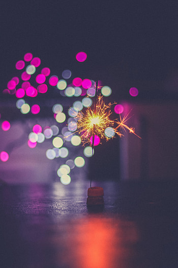 Sparkler, sparkles, bokeh, glare HD phone wallpaper