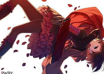 Ruby Rose, RubyRose, RWBY, Petals, Badass HD wallpaper