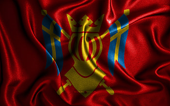 Southwest Finland flag, , silk wavy flags, Finnish regions, Flag of Southwest Finland, fabric flags, 3D art, Southwest Finland, Regions of Finland, Southwest Finland 3D flag, Finland HD wallpaper