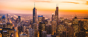 Chicago skyline, Cityscape at dawn, Sunset city, Stunning urban scenery HD wallpaper
