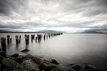 Nature, Mountains, Sea, Dahl, Distance, Posts, Pillars HD wallpaper