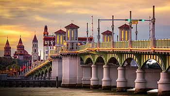 City skyline, Bridge of Lions, St. Augustine, Florida HD wallpaper