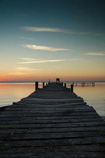 Nature, Sunset, Sky, Sea, Horizon, Pier HD phone wallpaper