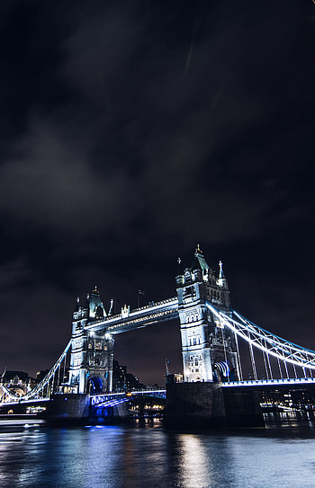 Cities, Water, Sky, Night City, City Lights, Bridge, Backlight, Illumination HD phone wallpaper