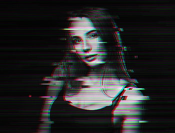 Glitch art, black and white, woman model HD wallpaper