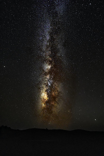 Universe, Stars, Starry Sky, Hills, Nebula HD phone wallpaper