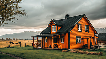 Charming Farmhouse - Ultra, farmhouse, house, rural, landscape, orange (Color) HD wallpaper