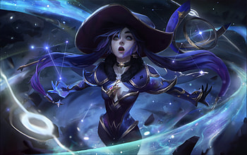 Mona, hat, witch, eric xie, blue, fantasy, girl HD wallpaper
