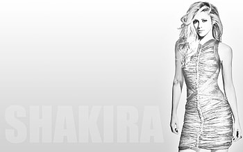 Shakira, white, black, draw, woman HD wallpaper