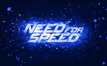 Need for Speed dark blue logo, , NFS, dark blue neon lights, creative, dark blue abstract background, Need for Speed logo, NFS logo, Need for Speed HD wallpaper