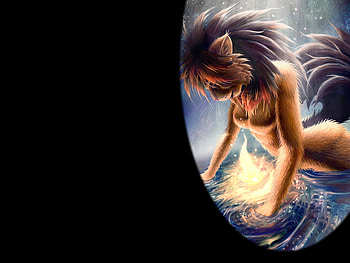 Creation, cat, fantasy, female HD wallpaper