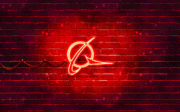 Boeing red logo, , red brickwall, Boeing logo, brands, Boeing neon logo, Boeing HD wallpaper