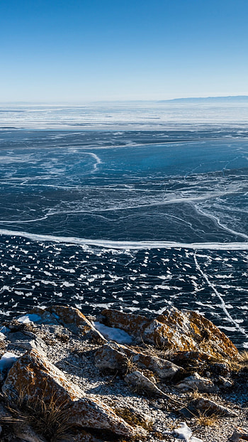 Lake Baikal ice , nature, Tranquil landscape, Stunning visuals HD phone wallpaper