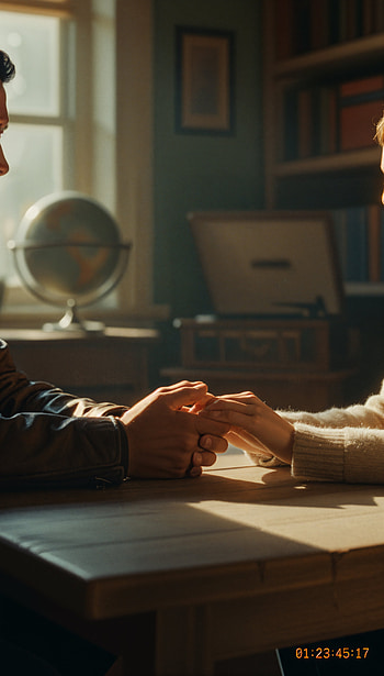 Sunlit Promise — Hands Across the Desk, hand, couple, table HD phone wallpaper
