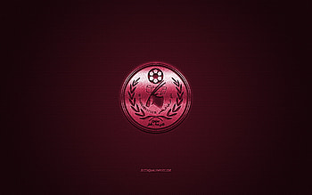 Al-Markhiya SC, Qatar football club, QSL, burgundy logo, burgundy carbon fiber background, Qatar Stars League, football, Doha, Qatar, Al-Markhiya SC logo HD wallpaper