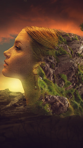 montage - Rock Face, face, fantasy, graphy, manipulation HD phone wallpaper