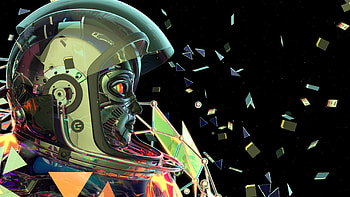 Chiptos Mirai Astronaut in Space NFT Robot Female Cyborg in Outer Space Green HD wallpaper