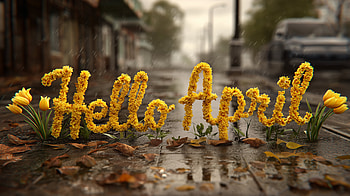 Hello April — Tulip Rain Quad | April Showers & Tulips —, April, Hello April, Tulip, Rain HD wallpaper