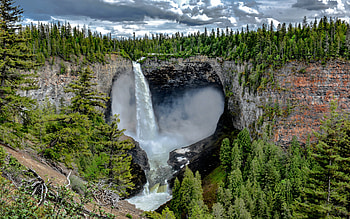 Helmcken Waterfall, waterfall, forests, nature, canada HD wallpaper