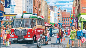 saturdy shopping, retro, bus, vintage, england HD wallpaper