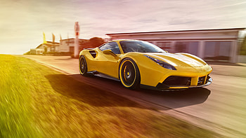 On-road, yellow, Ferrari 488 GTB HD wallpaper