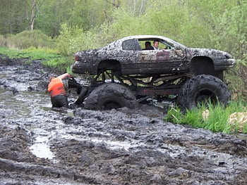 Stuck, 4x4, car, marshy, man HD wallpaper